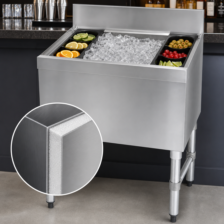 Product image #4 for Advance Tabco Underbar Basics 24-Inch Non-Cold Plate Cocktail Unit Bar Ice Bin, 12-Inch Deep, 77-Lb Capacity