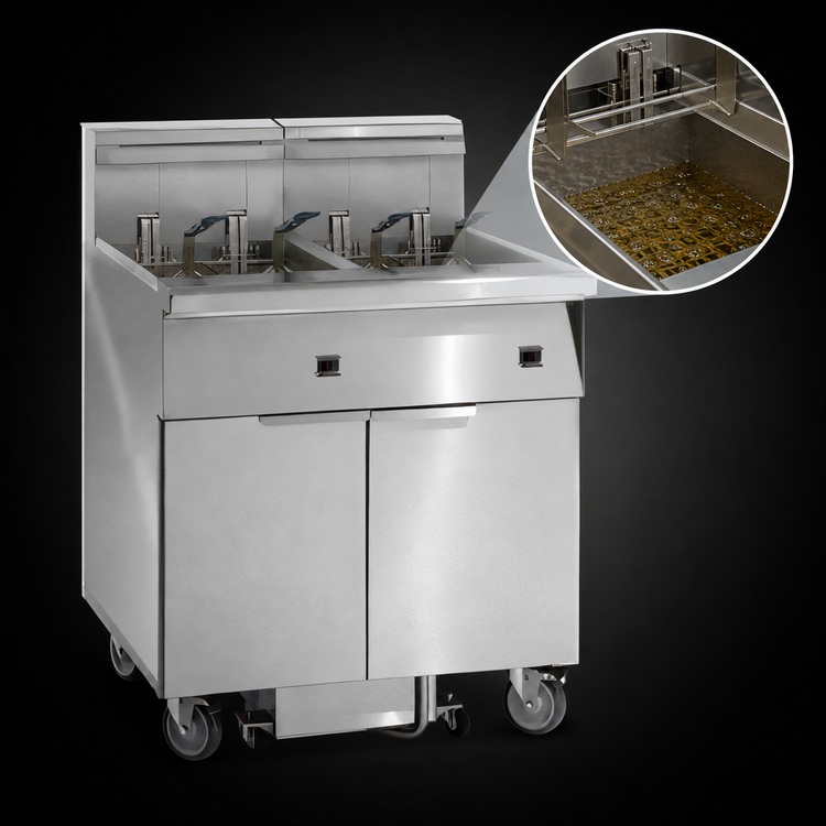 Product image #4 for Imperial 6-Fryer Electric Floor Fryer with Tilt-Up Elements, Computer Controls, and Built-In Space Saver Filter System