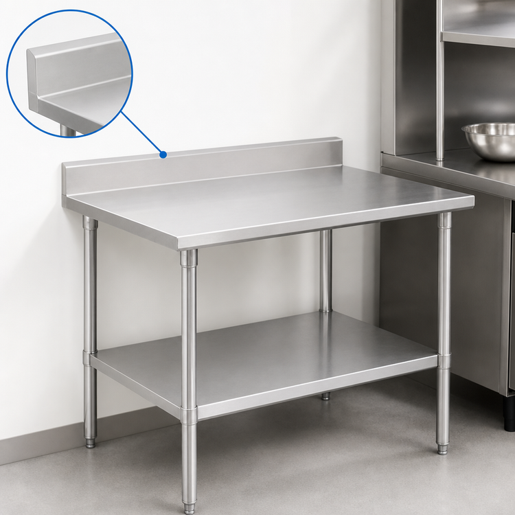 Product image #4 for John Boos Stallion Stainless Steel Work Table with 5-Inch Backsplash and Adjustable Undershelf, 84 x 24 Inches