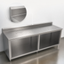 Thumbnail image #4 for John Boos 108-Inch x 24-Inch Stainless Steel Work Table with Open Front Cabinet Base and 5-Inch Backsplash
