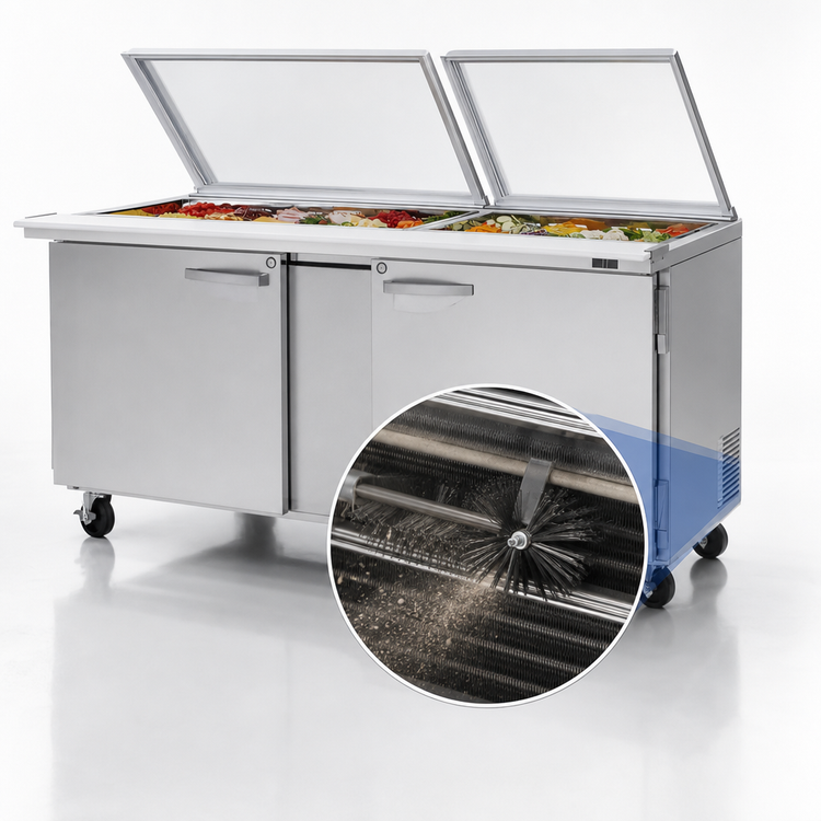 Product image #4 for Turbo Air PRO Series 72-5/8-Inch Two-Section Mega Top Glass Lid Sandwich/Salad Prep Table, 30 1/6-Size Pan Capacity