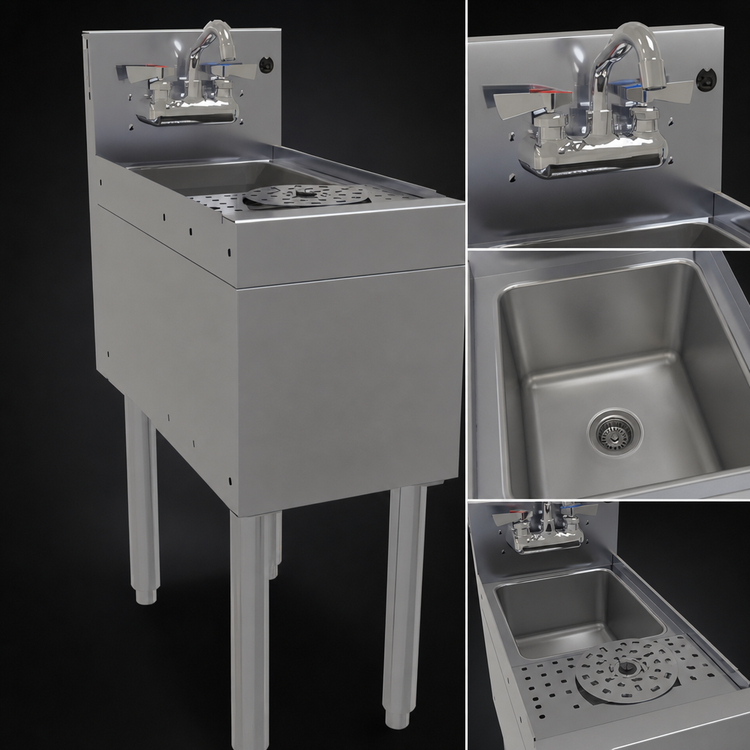 Product image #4 for Glastender MRS-12 Freestanding Stainless Steel Underbar Mixology Unit, 1-Bowl, 12 Inch W x 24 Inch D