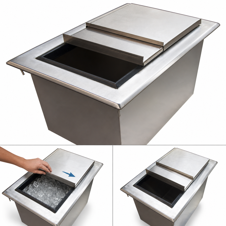 Product image #4 for BK Resources Drop-In Ice Bin with Sliding Cover, Without Cold Plate, 12 x 18 x 14-3/8 Inches
