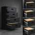 Thumbnail image #4 for 36-Inch Charcoal Black Lateral Filing Cabinet with 4 Drawers