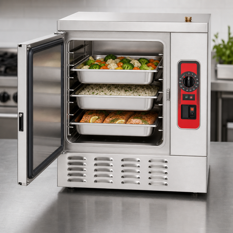Product image #4 for Vulcan C24EA3-PLUS 24-Inch Countertop Electric Convection Steamer, 1 Compartment, 3-Pan Capacity