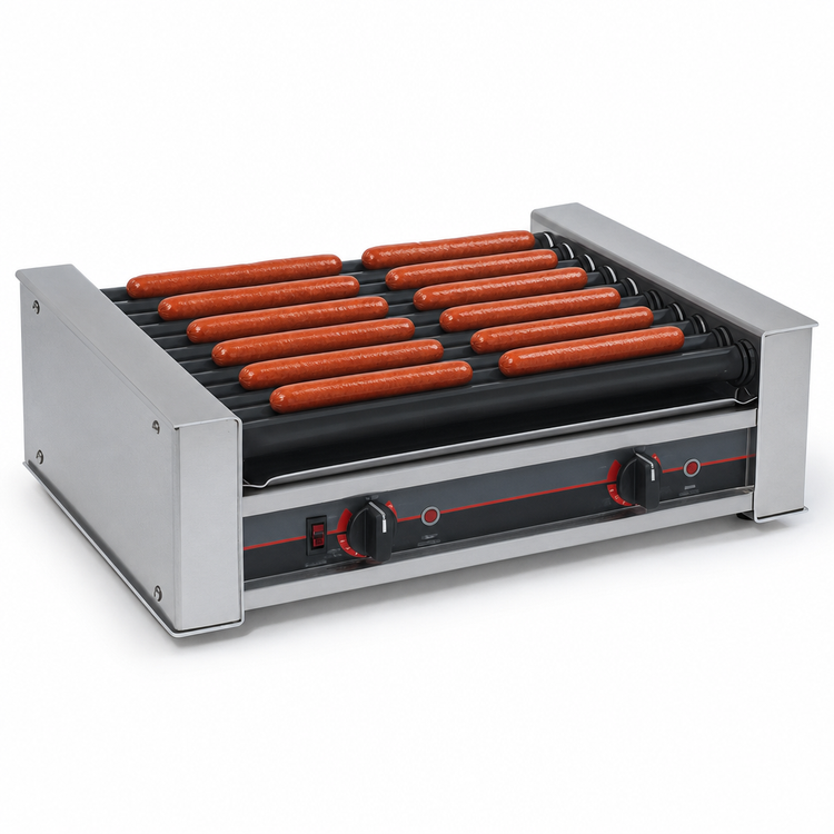 Product image #4 for Roll-A-Grill 18-Hot-Dog Countertop Roller Grill with 10 GripsIt Coated Rollers, 230V