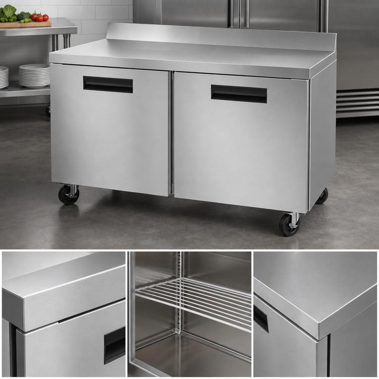 Product image #4 for Hoshizaki Steelheart 60-Inch Two-Section Reach-In Worktop Freezer, 15.1 Cu. Ft., Solid Doors