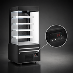 Thumbnail image #4 for Omcan USA 48377 Open-Front Grab-and-Go Refrigerated Showcase, 19.77 Cu. Ft., 4 Shelves, Self-Contained R290, Black