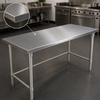 Thumbnail image #4 for John Boos ST6-48108SBK 108 x 48-Inch Stainless Steel Flat-Top Work Table with 16-Gauge 300 Series Top and Adjustable Bracing