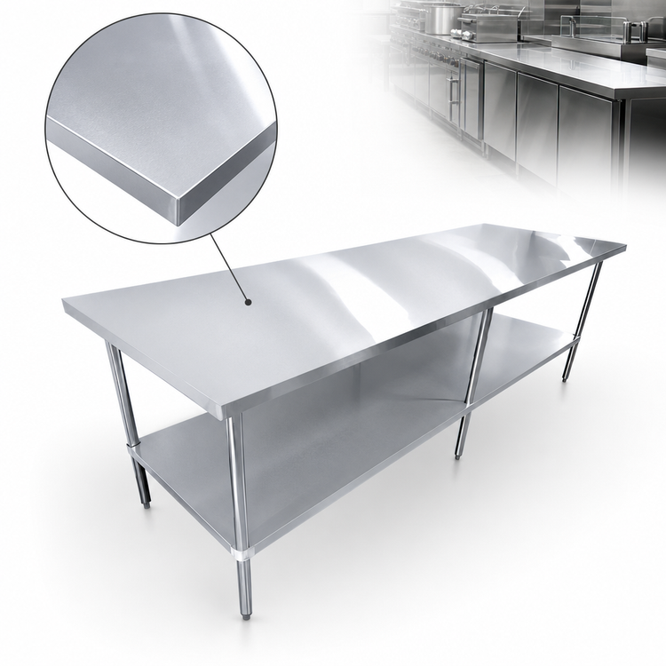 Product image #4 for Sapphire 108-Inch x 30-Inch Stainless Steel Flat Top Cocktail Station Worktable with Undershelf
