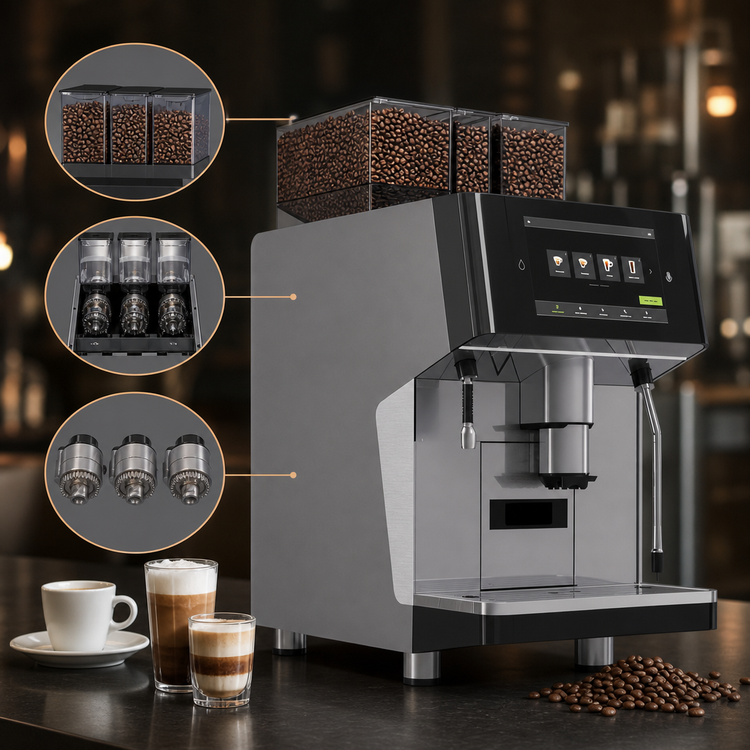Product image #4 for UNIC Tango XP SOLO 1-Group 2-Step Super Automatic Espresso Machine with 3 Grinders and SteamAir Wand