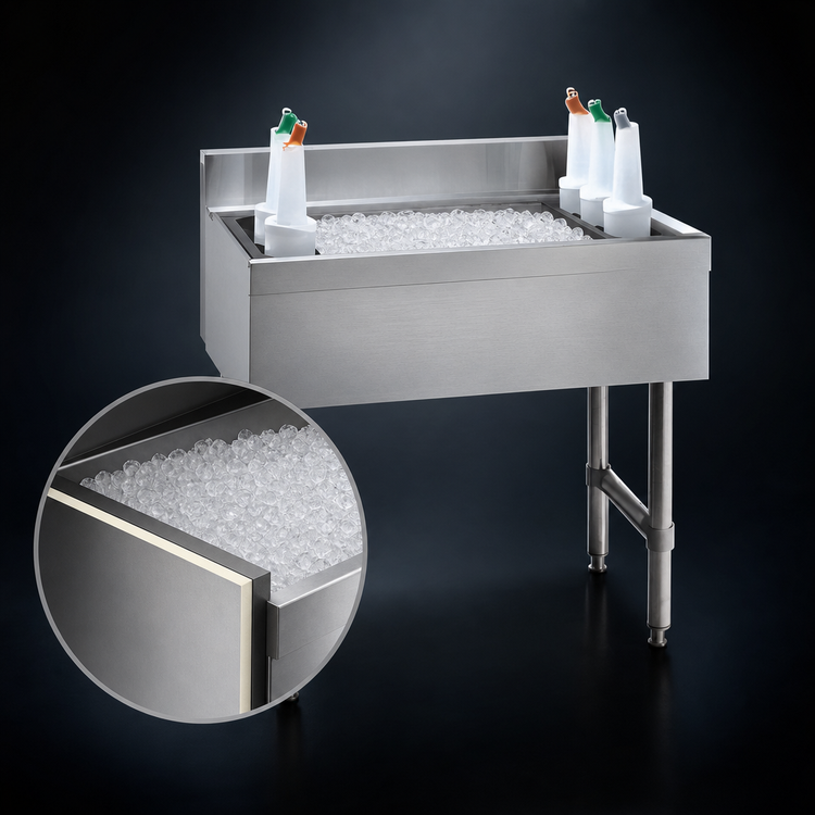 Product image #4 for Underbar Basics™ 24-Inch Wide Stainless Steel Cocktail Ice Bin with 7-Circuit Cold Plate