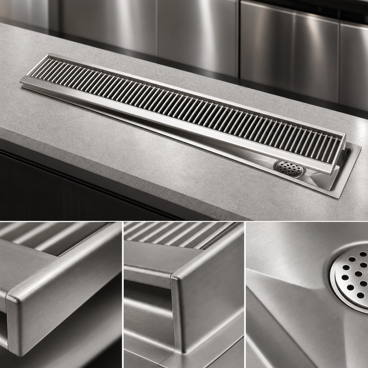 Product image #4 for Advance Tabco TA-526 6 Ft Drop-In Stainless Steel Urn Trough with Louvered Cover and Drain