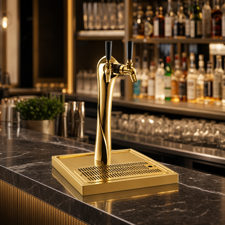 Product image #4 for Perlick Lucky Countertop Glycol-Cooled Single-Faucet Draft Beer Tower, Gold Finish