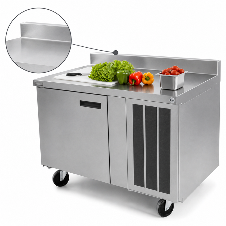 Product image #4 for Delfield 48-Inch Single-Section Worktop Refrigerator with 4-Inch Backsplash, 1 Door, Stainless Steel, Side-Mounted R290 Refrigeration