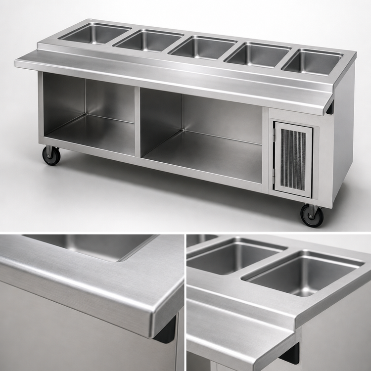 Product image #4 for Randell 72-Inch Mobile Electric Hot Food Table with 5 Wells and Open Storage Base