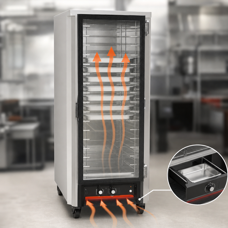 Product image #4 for hotLOGIX HL4-8 Half-Height Humidified Holding Cabinet/Heater Proofer with Tempered Glass Door, Aluminum, 16 Pan Capacity