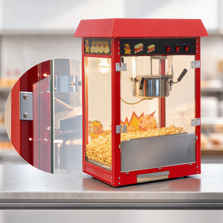 Product image #5 for Countertop Electric Popcorn Popper Machine with 8 oz Kettle, Tempered Glass Panels, and Lighted Cabinet