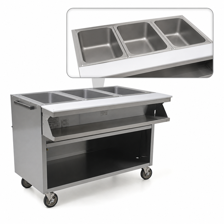 Product image #4 for Spec-Master 48-Inch Electric Sealed Well Hot Food Table, Open Front, 3 Wells, Mobile, 208V