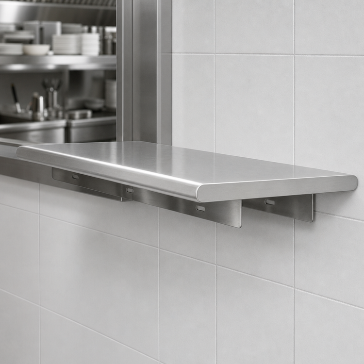 Product image #4 for Advance Tabco 108"W x 24"D Stainless Steel Pass-Thru Shelf with Cantilever Brackets