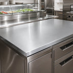 Thumbnail image #4 for John Boos KCT-SS9648 Stainless Steel Countertop, 96 x 48 x 1-1/2 Inch, 16 Gauge, #4 Finish, Flat No Backsplash