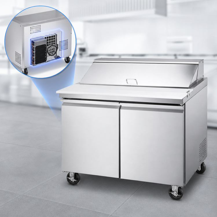 Product image #5 for Omcan USA Mega Top 2-Section Refrigerated Sandwich/Salad Prep Table, 36.2-Inch, Rear-Mount Self-Contained, 15-Pan Capacity