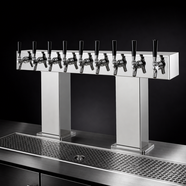 Product image #4 for Perlick Extra High 10-Faucet Tarnish-Free Brass Bridge Tee Draft Beer Tower
