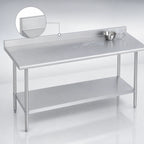 Thumbnail image #4 for Duke Manufacturing 314S-3084-2R 84 x 30 Inch 14-Gauge 300 Series Stainless Steel Work Table with 1-1/8-Inch Straight Riser and Undershelf