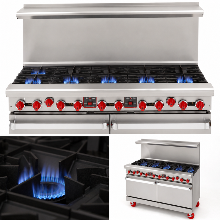 Product image #4 for American Range 60-Inch Gas Restaurant Range with 24-Inch Griddle, 6 Open Burners, and 2 Convection Ovens