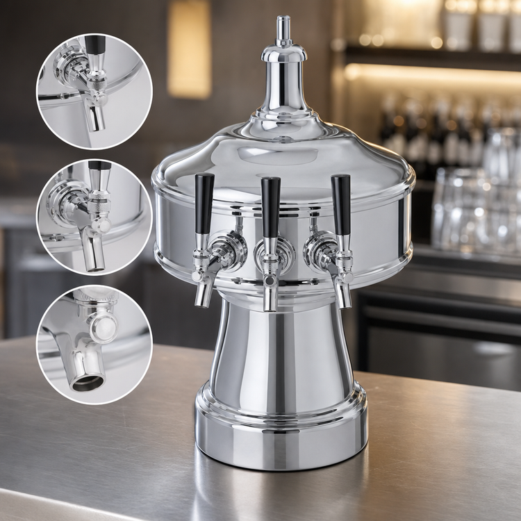Product image #4 for Perlick Gambrinus 3-Faucet Glycol-Cooled Countertop Draft Beer Tower — 12-3/4" Dia x 19-3/8" H