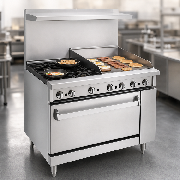 Product image #4 for Imperial Pro Series 36-Inch Gas Restaurant Range with 2 Open Burners, 24-Inch Griddle, and Convection Oven