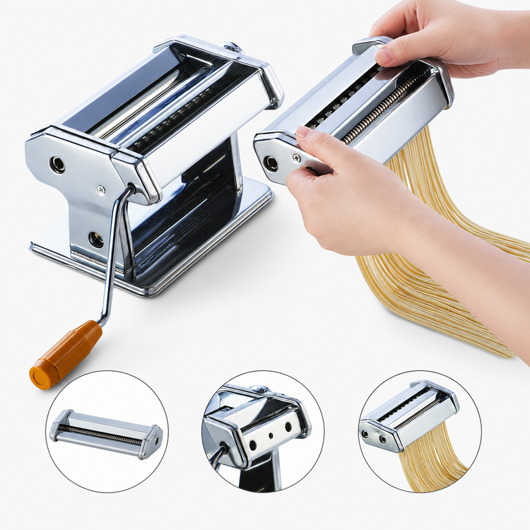 Product image #4 for Winco 7-Inch Countertop Manual Pasta Maker with Detachable Cutter and Extra Wide Clamp