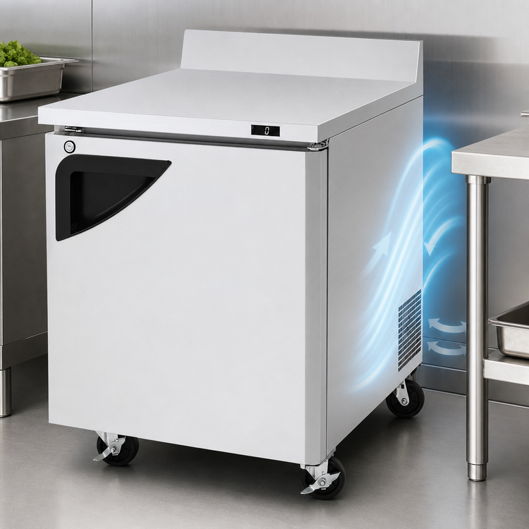 Product image #4 for Turbo Air Super Deluxe 27.5-Inch Wide 1-Section Stainless Steel Worktop Freezer with Self-Cleaning Condenser