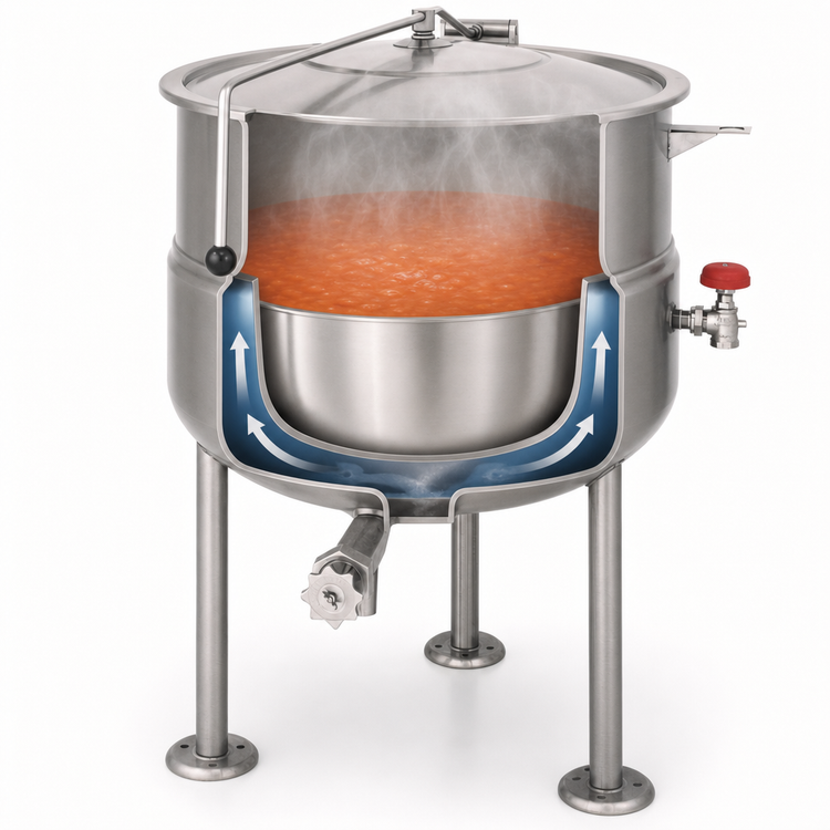 Product image #4 for Cleveland Range KDL125 125-Gallon Direct Steam Kettle, Tri-Leg Base, 2/3 Steam Jacket