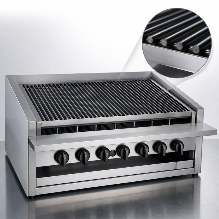 Product image #4 for MagiKitch'n 24-Inch Low Profile Countertop Radiant Gas Charbroiler with Round Rod Top Grate