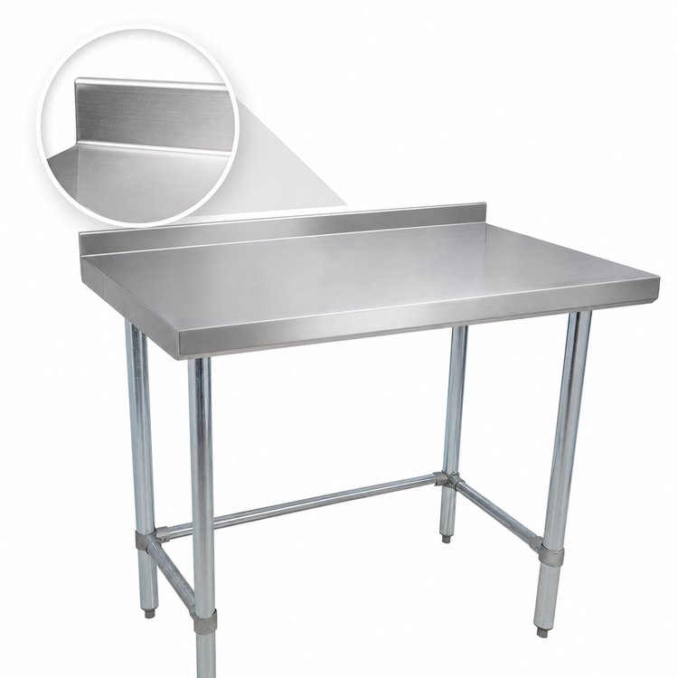 Product image #4 for BK Resources Open Base Riser Top Work Table, 84" W x 18" D, 18-Gauge Stainless Steel Top