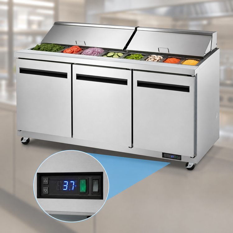 Product image #4 for Arctic Air AST72R Three-Section Refrigerated Sandwich/Salad Prep Table, 71-1/2-Inch Wide, 18 Cu. Ft.