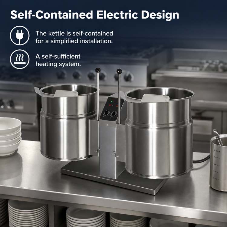 Product image #4 for Cleveland Range Countertop Electric Twin Tilting Kettle, 3 Gallons Each, Self-Contained