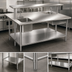 Thumbnail image #4 for Advance Tabco 108 x 48 Inch 14 Gauge 304 Stainless Steel Work Table with Open Base and Crossrails