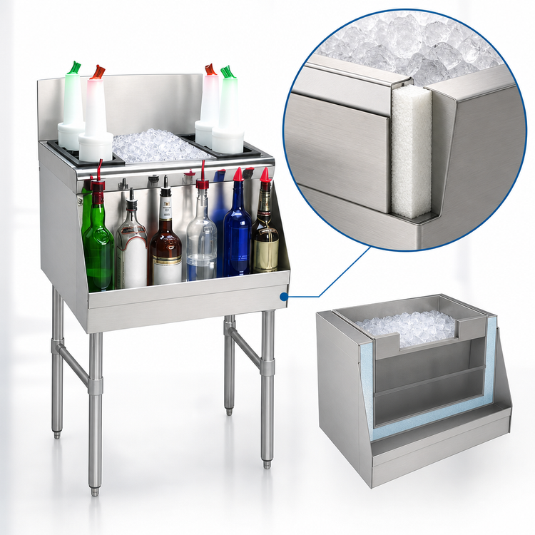 Product image #4 for Advance Tabco Prestige Supreme Free-Standing Insulated Bottle Storage Unit with Ice Bin, 12 x 25 Inches, 6-Bottle Capacity
