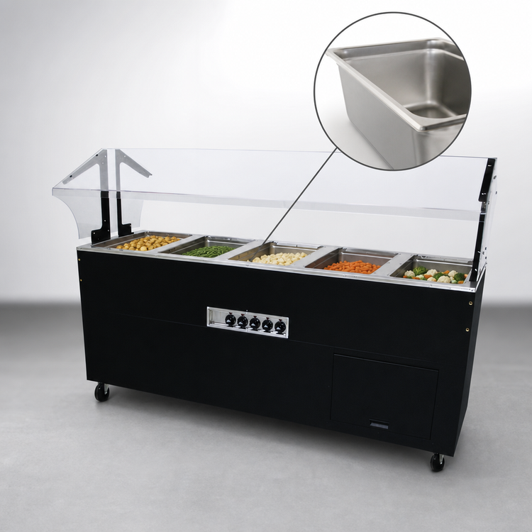 Product image #4 for Advance Tabco Triumph Supreme Portable Electric Hot Food Buffet Table with 5 Sealed Wells and Sneeze Guard