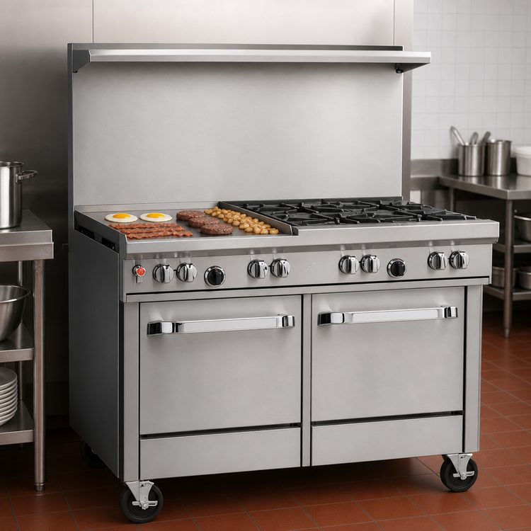 Product image #4 for Southbend Ultimate 48-Inch Commercial Gas Restaurant Range with 2 Non-Clog Burners, 36-Inch Griddle, Convection Oven and Cabinet Base