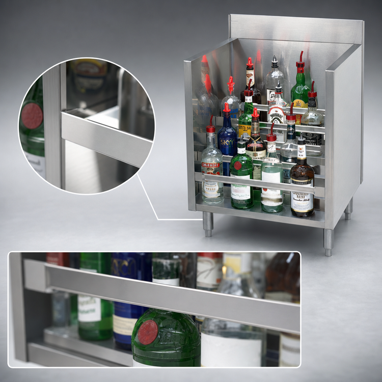 Product image #4 for Advance Tabco Special Value Series 18-Inch Freestanding 5-Step Stainless Steel Liquor Bottle Display Unit