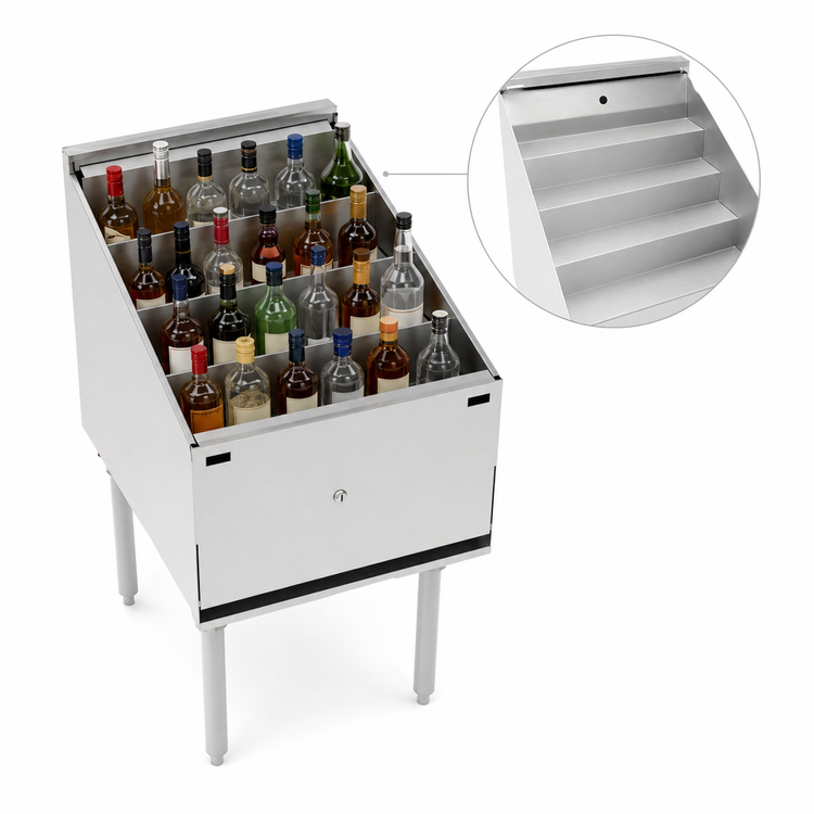 Product image #4 for Krowne Royal Series Freestanding Underbar Liquor Bottle Display Unit, 20 x 24 Inch, 25-Bottle Capacity