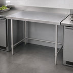 Thumbnail image #4 for Klinger's Trading NSG3084 84" x 30" 18-Gauge Stainless Steel Flat Top Open Base Work Table