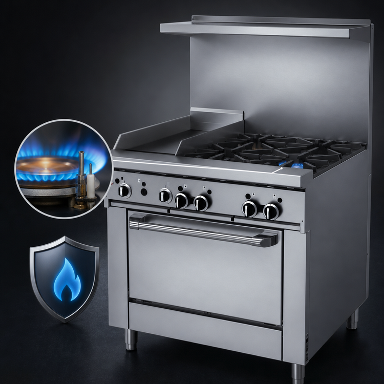 Product image #4 for Garland GFE Starfire Pro 36-Inch Gas Restaurant Range with 4 Open Burners, 12-Inch Thermostatic Griddle, and Standard Oven