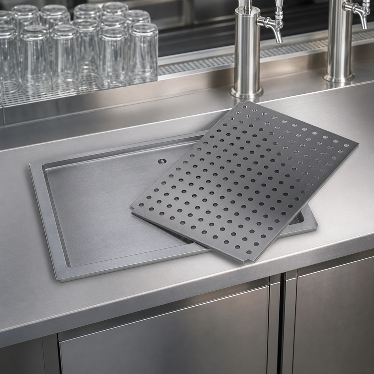 Product image #4 for Advance Tabco 18" x 42" Drop-In Countertop Stainless Steel Drain Pan with Removable Drip Tray