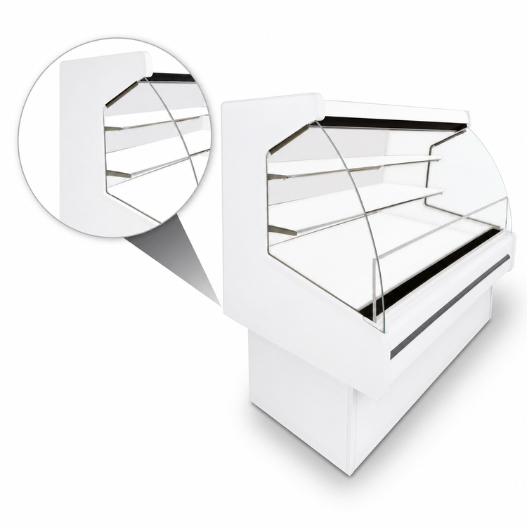 Product image #5 for Dairy Curved End Open Merchandiser, 75-Inch Wide, Remote Refrigeration, White