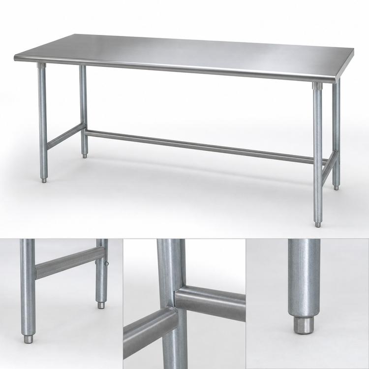 Product image #4 for Advance Tabco 84-Inch x 30-Inch 16-Gauge 304 Stainless Steel Work Table with Galvanized Base