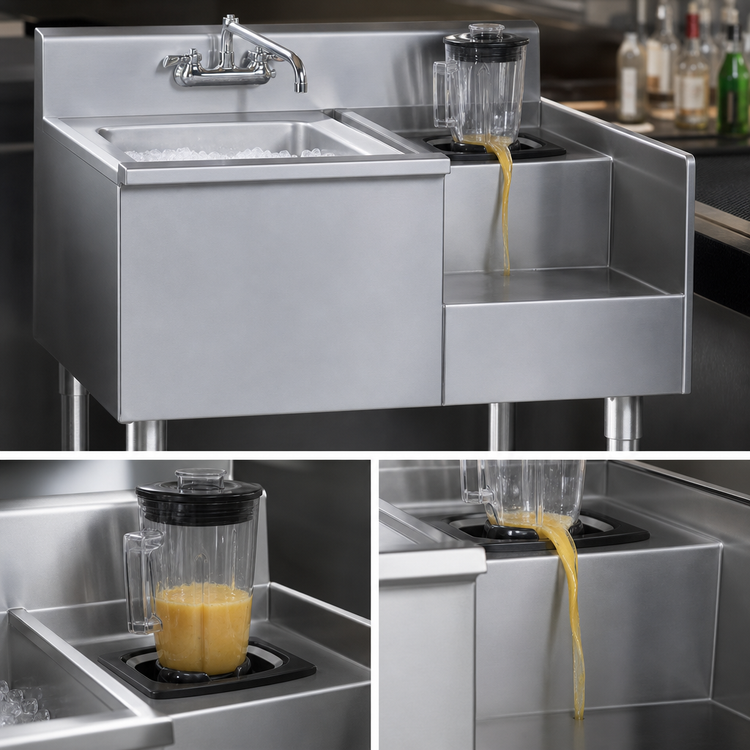 Product image #4 for Eagle Group 1800 Series 36 Inch Underbar Ice Bin/Cocktail Station with Left Ice Bin and Blender Recess